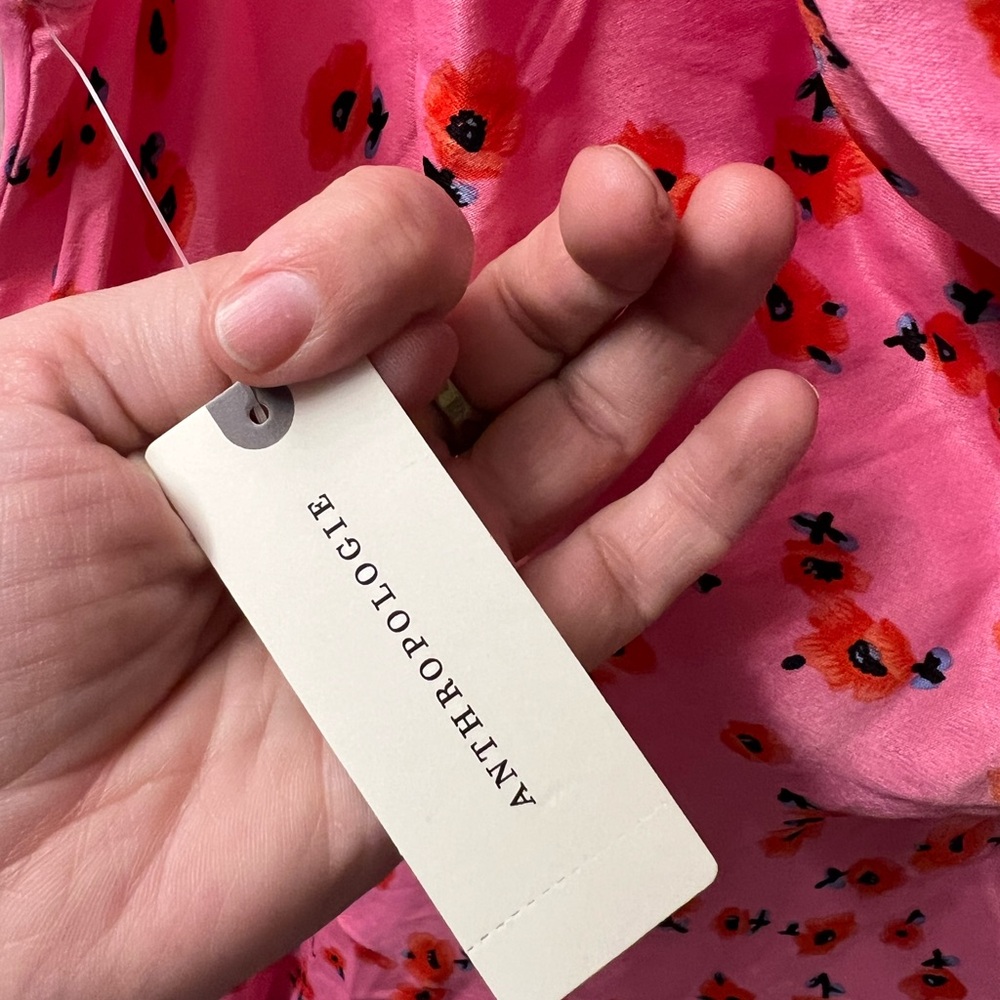 Anthropologie Pink Floral Mini Dress - Picture 5 of 6